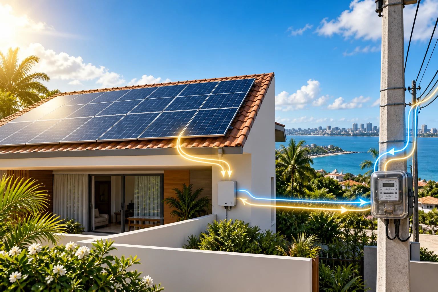 Sistema fotovoltaico conectado à rede e compensação de créditos de energia solar