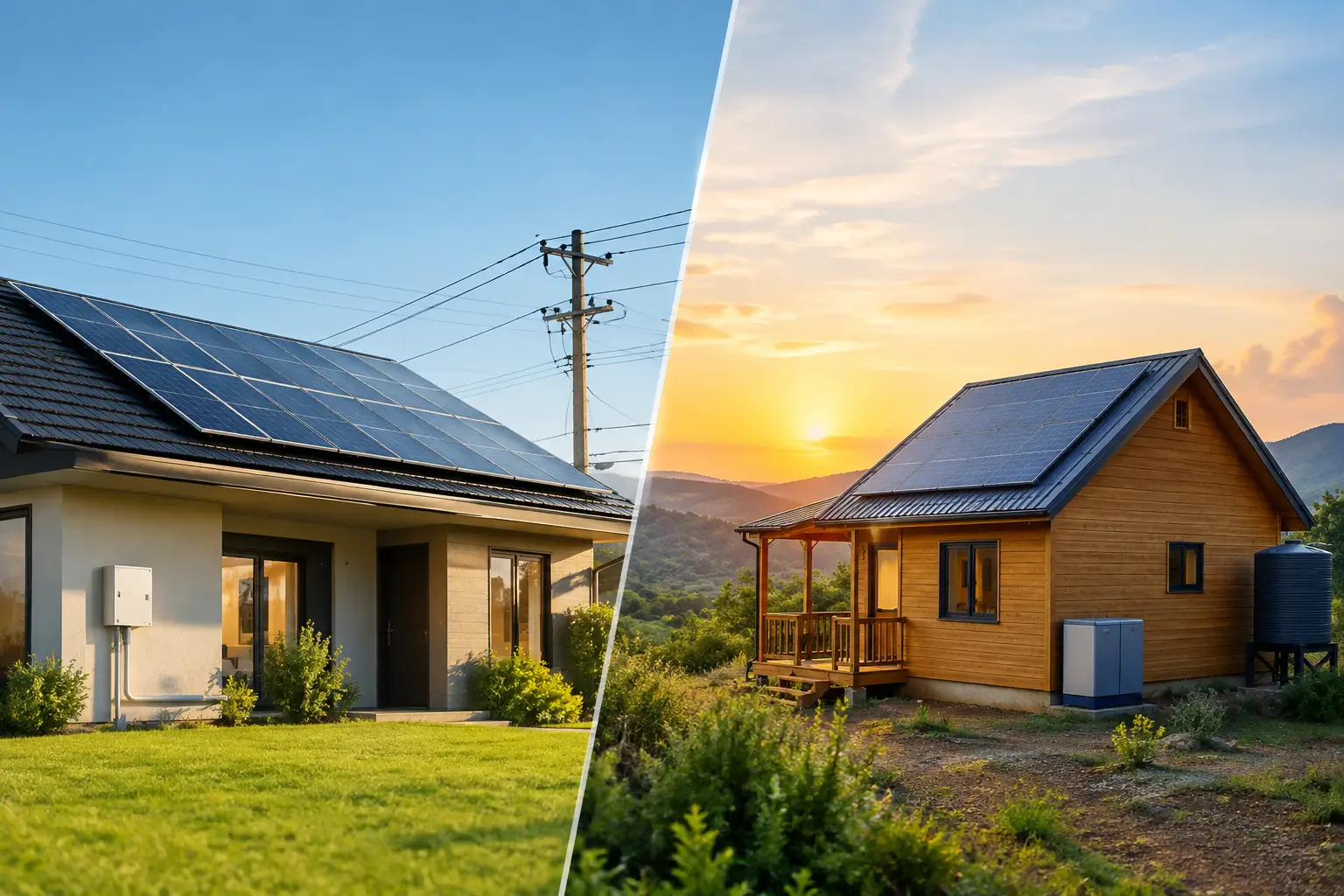 Comparação entre sistemas de energia solar on-grid e off-grid